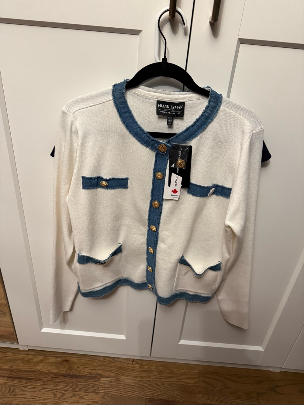 Frank Lyman Design Cream Cardigan with Denim-Trim Accents original$288